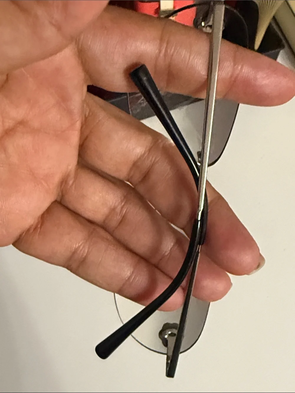 CHANEL Silver Gradient Rimless Aviator Sunglasses